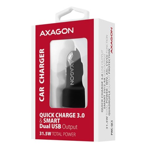 AXAGON Dual car charger, 31.5W | PWC-QC5 AXAGON Dual car charger, 31.5W | PWC-QC5