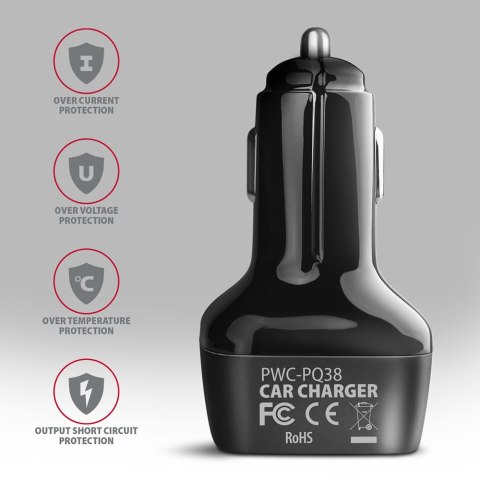 AXAGON Dual car charger, 38W | PWC-PQ38 AXAGON Dual car charger, 38W | PWC-PQ38