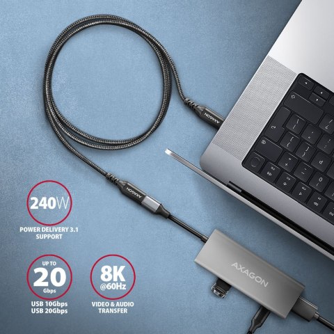 AXAGON Extension USB 20Gbps cable, 0.5 m | BUCM32-CF05AB | USB-C to USB-C AXAGON Extension USB 20Gbps cable, 0.5 m | BUCM32-CF05AB | USB-C to USB-C