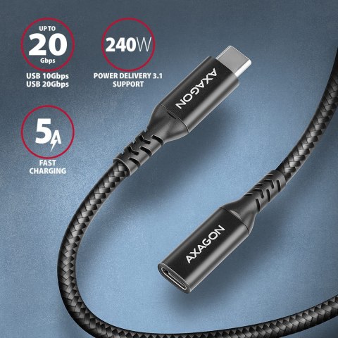AXAGON Extension USB 20Gbps cable, 1 m | BUCM32-CF10AB | USB-C to USB-C AXAGON Extension USB 20Gbps cable, 1 m | BUCM32-CF10AB | USB-C to USB-C