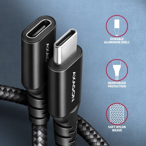 AXAGON Extension USB 20Gbps cable, 1 m | BUCM32-CF10AB | USB-C to USB-C AXAGON Extension USB 20Gbps cable, 1 m | BUCM32-CF10AB | USB-C to USB-C