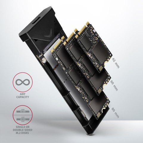 AXAGON External USB-C 10Gbps metal box for M.2 NVMe SSD disks AXAGON External USB-C 10Gbps metal box for M.2 NVMe SSD disks