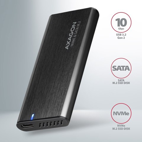 AXAGON External USB-C 3.2 Gen 2 metal box for M.2 NVMe & SATA SSD disks AXAGON External USB-C 3.2 Gen 2 metal box for M.2 NVMe & SATA SSD disks