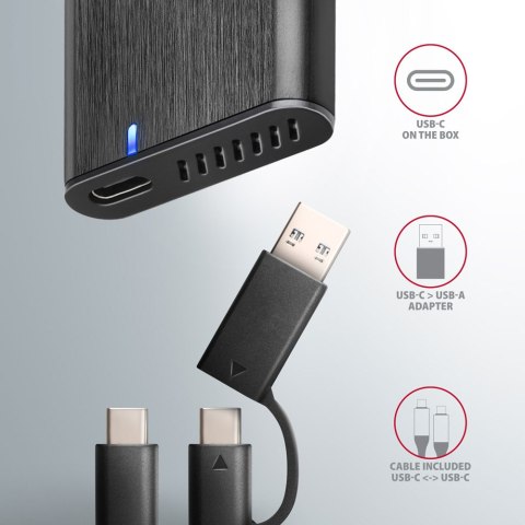 AXAGON External USB-C 3.2 Gen 2 metal box for M.2 NVMe & SATA SSD disks AXAGON External USB-C 3.2 Gen 2 metal box for M.2 NVMe & SATA SSD disks