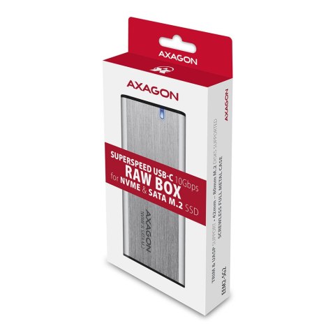 AXAGON External USB-C 3.2 Gen 2 metal box for M.2 NVMe & SATA SSD disks AXAGON External USB-C 3.2 Gen 2 metal box for M.2 NVMe & SATA SSD disks