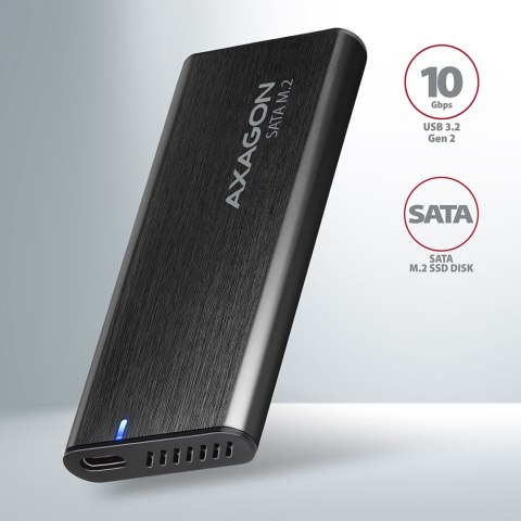 AXAGON External USB-C 3.2 Gen 2 metal box for M.2 SATA SSD disks AXAGON External USB-C 3.2 Gen 2 metal box for M.2 SATA SSD disks