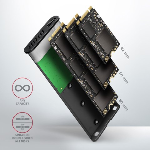 AXAGON External USB-C 3.2 Gen 2 metal box for M.2 SATA SSD disks AXAGON External USB-C 3.2 Gen 2 metal box for M.2 SATA SSD disks