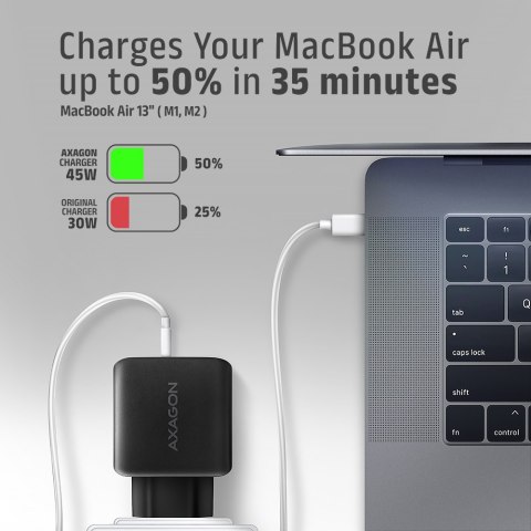 AXAGON GaN wallcharger 2x port (USB-A + USB-C), PD3.0/PPS/QC4+/SFC2.0/AFC/SCP/FCP/Apple, 45W | ACU-PQ45 AXAGON GaN wallcharger 2x port (USB-A + USB-C), PD3.0/PPS/QC4+/SFC2.0/AFC/SCP/FCP/Apple, 45W | ACU-PQ45
