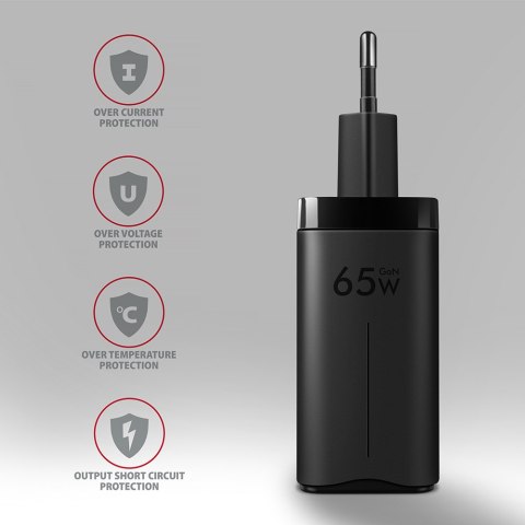AXAGON GaN wallcharger 3x port (USB-A + 2x USB-C), 65W | ACU-DPQ65 AXAGON GaN wallcharger 3x port (USB-A + 2x USB-C), 65W | ACU-DPQ65