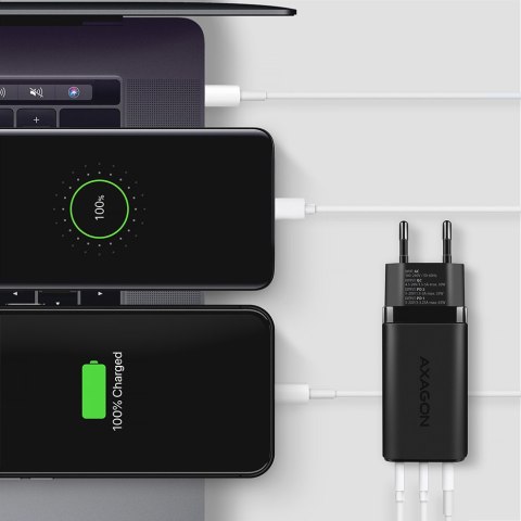 AXAGON GaN wallcharger 3x port (USB-A + 2x USB-C), 65W | ACU-DPQ65 AXAGON GaN wallcharger 3x port (USB-A + 2x USB-C), 65W | ACU-DPQ65