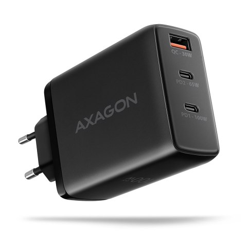 AXAGON GaN wallcharger, 3x port (USB-A + 2x USB-C), PD3.0/PPS/QC4+/SFC2.0/AFC/SCP/FCP/Apple, 100W | ACU-DPQ100 AXAGON GaN wallcharger, 3x port (USB-A + 2x USB-C), PD3.0/PPS/QC4+/SFC2.0/AFC/SCP/FCP/Apple, 100W | ACU-DPQ100