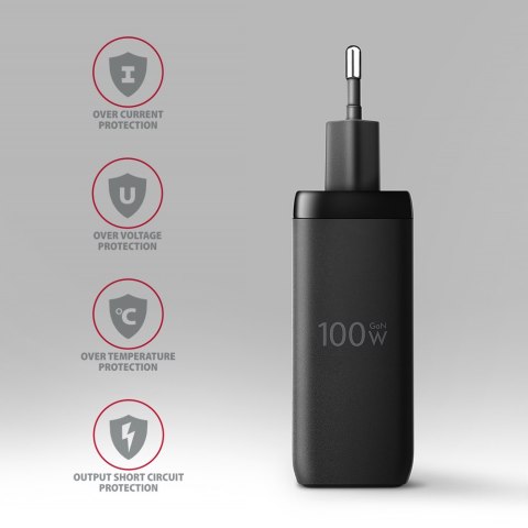 AXAGON GaN wallcharger, 3x port (USB-A + 2x USB-C), PD3.0/PPS/QC4+/SFC2.0/AFC/SCP/FCP/Apple, 100W | ACU-DPQ100 AXAGON GaN wallcharger, 3x port (USB-A + 2x USB-C), PD3.0/PPS/QC4+/SFC2.0/AFC/SCP/FCP/Apple, 100W | ACU-DPQ100
