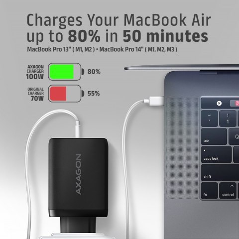 AXAGON GaN wallcharger, 3x port (USB-A + 2x USB-C), PD3.0/PPS/QC4+/SFC2.0/AFC/SCP/FCP/Apple, 100W | ACU-DPQ100 AXAGON GaN wallcharger, 3x port (USB-A + 2x USB-C), PD3.0/PPS/QC4+/SFC2.0/AFC/SCP/FCP/Apple, 100W | ACU-DPQ100