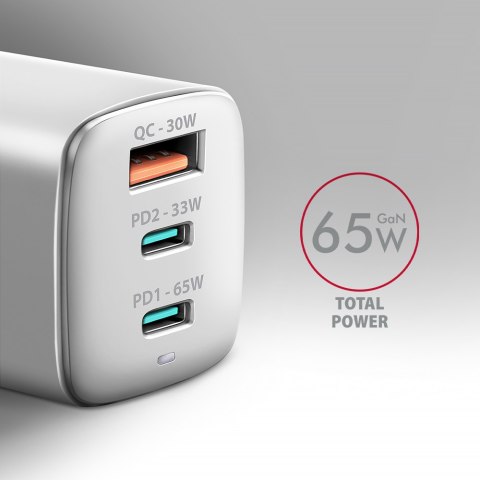 AXAGON GaN wallcharger 3x port (USB-A + 2x USB-C), PD3.0/PPS/QC4+/SFC2.0/AFC/SCP/FCP/Apple, 65W | ACU-DPQ65W AXAGON GaN wallcharger 3x port (USB-A + 2x USB-C), PD3.0/PPS/QC4+/SFC2.0/AFC/SCP/FCP/Apple, 65W | ACU-DPQ65W