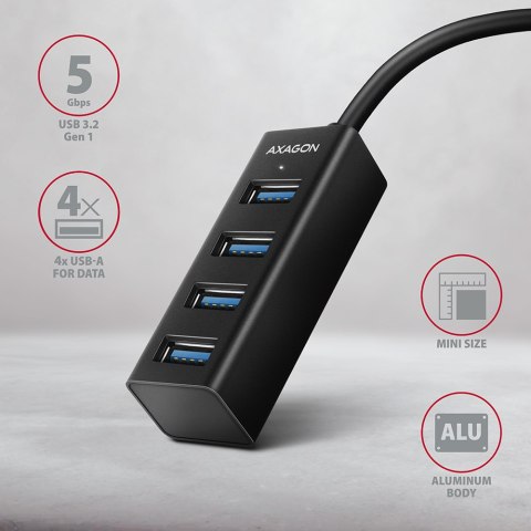 AXAGON Miniature metal four-port USB 3.2 Gen 1 hub | HUE-M1A AXAGON Miniature metal four-port USB 3.2 Gen 1 hub | HUE-M1A
