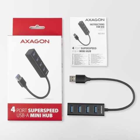 AXAGON Miniature metal four-port USB 3.2 Gen 1 hub | HUE-M1A AXAGON Miniature metal four-port USB 3.2 Gen 1 hub | HUE-M1A