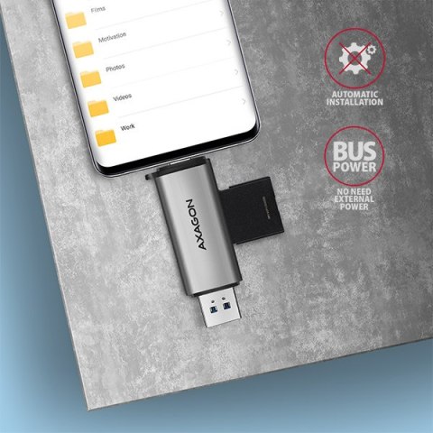 AXAGON Mobile USB 3.2 Gen 1card reader with USB-C and USB-A connectors | CRE-SAC AXAGON Mobile USB 3.2 Gen 1card reader with USB-C and USB-A connectors | CRE-SAC