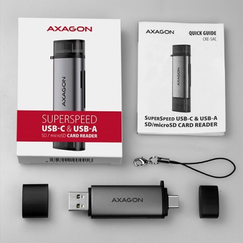 AXAGON Mobile USB 3.2 Gen 1card reader with USB-C and USB-A connectors | CRE-SAC AXAGON Mobile USB 3.2 Gen 1card reader with USB-C and USB-A connectors | CRE-SAC