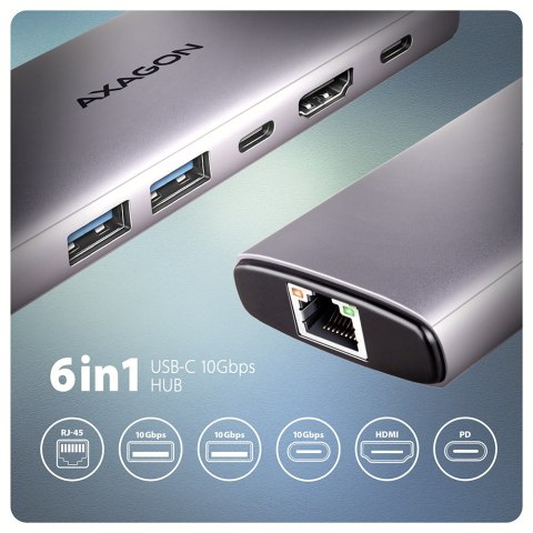 AXAGON Multi port USB-C 10Gbps hub | HMC-6G2L AXAGON Multi port USB-C 10Gbps hub | HMC-6G2L