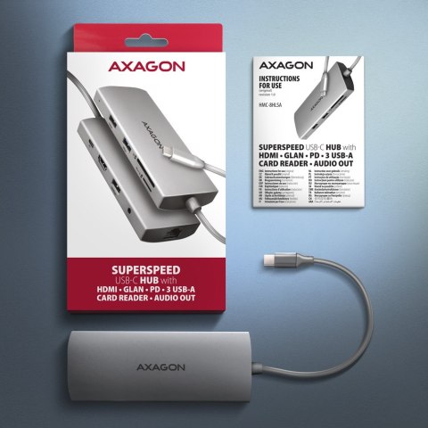 AXAGON Multi port USB-C 5Gbps hub | HMC-8HLSA AXAGON Multi port USB-C 5Gbps hub | HMC-8HLSA