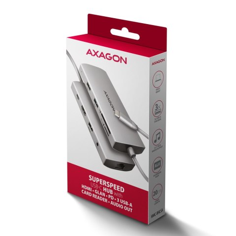 AXAGON Multi port USB-C 5Gbps hub | HMC-8HLSA AXAGON Multi port USB-C 5Gbps hub | HMC-8HLSA