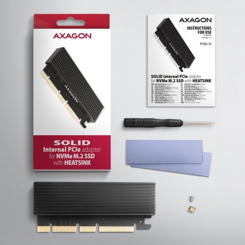 AXAGON PCI-Express x16 adapter with cooler for connecting an NVMe M.2 SSD drive to a computer | PCEM2-XS AXAGON PCI-Express x16 adapter with cooler for connecting an NVMe M.2 SSD drive to a computer | PCEM2-XS