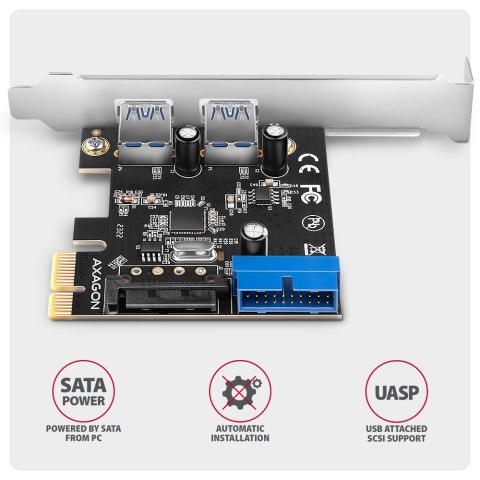 AXAGON PCI-Express card with a pair of internal and a pair of external USB 5Gbps ports | PCEU-232RS AXAGON PCI-Express card with a pair of internal and a pair of external USB 5Gbps ports | PCEU-232RS