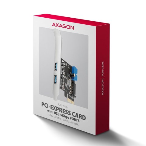 AXAGON PCI-Express card with a pair of internal and a pair of external USB 5Gbps ports | PCEU-232RS AXAGON PCI-Express card with a pair of internal and a pair of external USB 5Gbps ports | PCEU-232RS