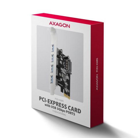 AXAGON PCI-Express card with four external USB-A 5Gbps ports | PCEU-430RS AXAGON PCI-Express card with four external USB-A 5Gbps ports | PCEU-430RS