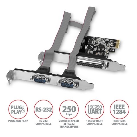 AXAGON PCI-Express card with one parallel and two serial ports 250 kbps | PCEA-PSN AXAGON PCI-Express card with one parallel and two serial ports 250 kbps | PCEA-PSN