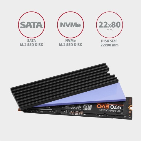 AXAGON Passive aluminum heatsink for all M.2 SSDs, size 2280, high 3 mm | CLR-M2L3 AXAGON Passive aluminum heatsink for all M.2 SSDs, size 2280, high 3 mm | CLR-M2L3