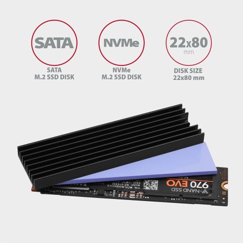 AXAGON Passive aluminum heatsink for all M.2 SSDs, size 2280, high 6 mm | CLR-M2L6 AXAGON Passive aluminum heatsink for all M.2 SSDs, size 2280, high 6 mm | CLR-M2L6