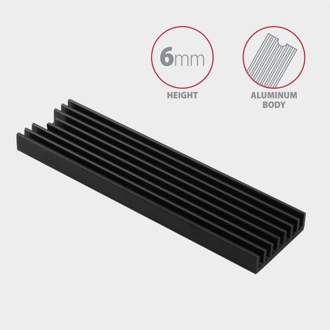 AXAGON Passive aluminum heatsink for all M.2 SSDs, size 2280, high 6 mm | CLR-M2L6 AXAGON Passive aluminum heatsink for all M.2 SSDs, size 2280, high 6 mm | CLR-M2L6