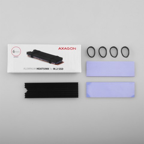 AXAGON Passive aluminum heatsink for all M.2 SSDs, size 2280, high 6 mm | CLR-M2L6 AXAGON Passive aluminum heatsink for all M.2 SSDs, size 2280, high 6 mm | CLR-M2L6