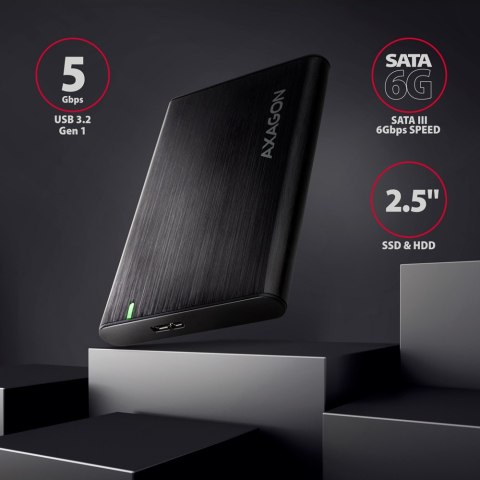 AXAGON Screwless aluminum USB 3.2 Gen 1 - SATA 6G external box for 2.5" SSD/HDD AXAGON Screwless aluminum USB 3.2 Gen 1 - SATA 6G external box for 2.5" SSD/HDD