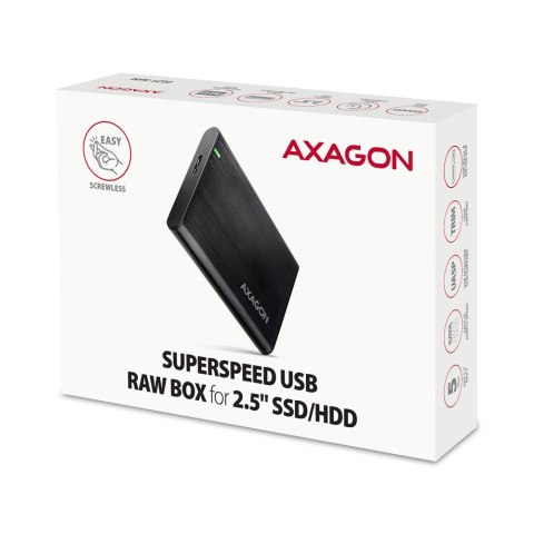 AXAGON Screwless aluminum USB 3.2 Gen 1 - SATA 6G external box for 2.5" SSD/HDD AXAGON Screwless aluminum USB 3.2 Gen 1 - SATA 6G external box for 2.5" SSD/HDD