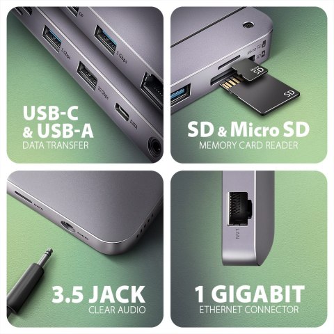 AXAGON USB-C 10Gbps GEN2COMBO 12in1 Hub | HMC-12GM2 AXAGON USB-C 10Gbps GEN2COMBO 12in1 Hub | HMC-12GM2