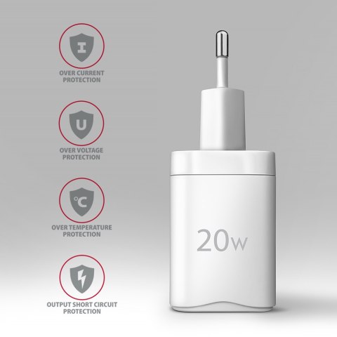 AXAGON Wallcharger 2x port (USB-A + USB-C), 20W | ACU-PQ20W AXAGON Wallcharger 2x port (USB-A + USB-C), 20W | ACU-PQ20W