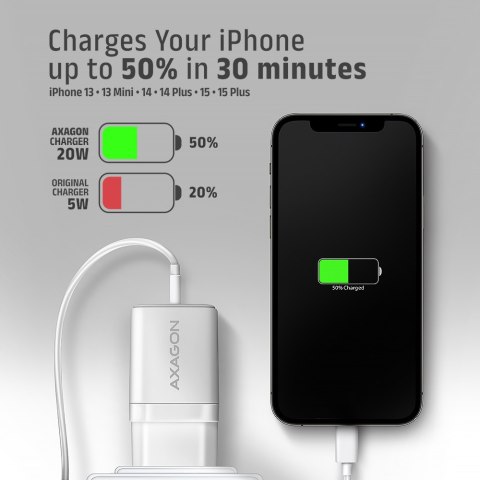 AXAGON Wallcharger 2x port (USB-A + USB-C), 20W | ACU-PQ20W AXAGON Wallcharger 2x port (USB-A + USB-C), 20W | ACU-PQ20W
