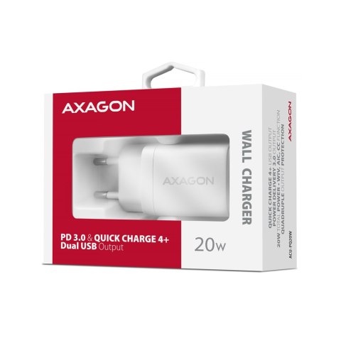 AXAGON Wallcharger 2x port (USB-A + USB-C), 20W | ACU-PQ20W AXAGON Wallcharger 2x port (USB-A + USB-C), 20W | ACU-PQ20W