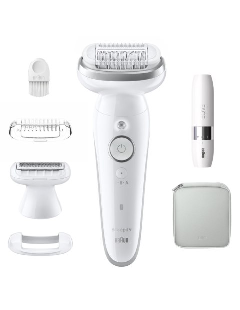 Braun Epilator | SES9-341 Silk-épil 9 | Operating time (max) 50 min | Number of power levels 2 | Wet & Dry | White Braun Epilator | SES9-341 Silk-épil 9 | Operating time (max) 50 min | Number of power levels 2 | Wet & Dry | White