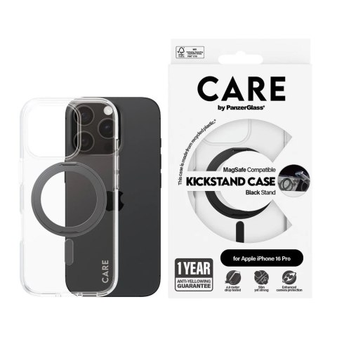 CARE by PanzerGlass Feature Case Transparent w. Black Kickstand & MagSafe iPhone 16 Pro | CARE CARE by PanzerGlass Feature Case Transparent w. Black Kickstand & MagSafe iPhone 16 Pro | CARE