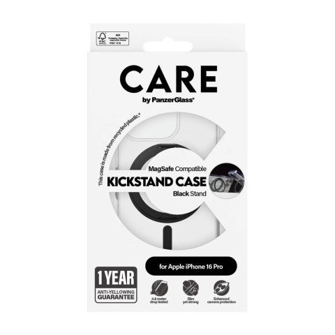 CARE by PanzerGlass Feature Case Transparent w. Black Kickstand & MagSafe iPhone 16 Pro | CARE CARE by PanzerGlass Feature Case Transparent w. Black Kickstand & MagSafe iPhone 16 Pro | CARE