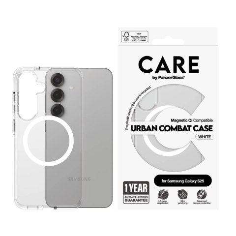 CARE by PanzerGlass Flagship Case Transparent Urban Combat w. White Qi Compatible Samsung Galaxy S25 | CARE CARE by PanzerGlass Flagship Case Transparent Urban Combat w. White Qi Compatible Samsung Galaxy S25 | CARE