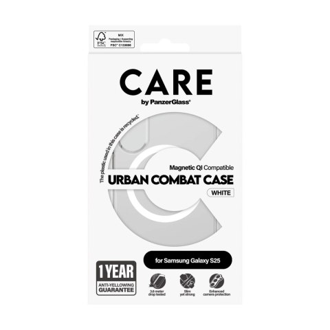 CARE by PanzerGlass Flagship Case Transparent Urban Combat w. White Qi Compatible Samsung Galaxy S25 | CARE CARE by PanzerGlass Flagship Case Transparent Urban Combat w. White Qi Compatible Samsung Galaxy S25 | CARE