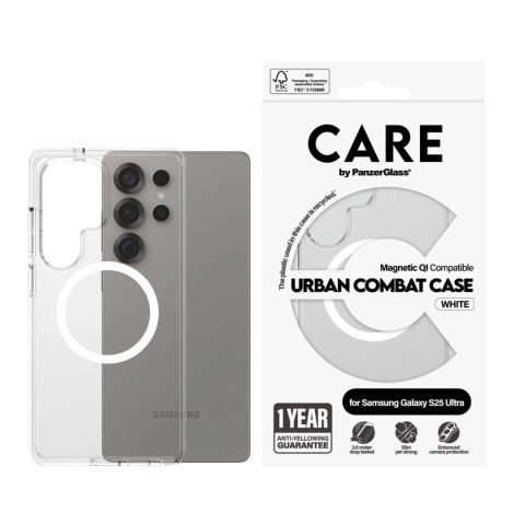 CARE by PanzerGlass Flagship Case Transparent Urban Combat w. White Qi Compatible Samsung Galaxy S25 | CARE CARE by PanzerGlass Flagship Case Transparent Urban Combat w. White Qi Compatible Samsung Galaxy S25 | CARE
