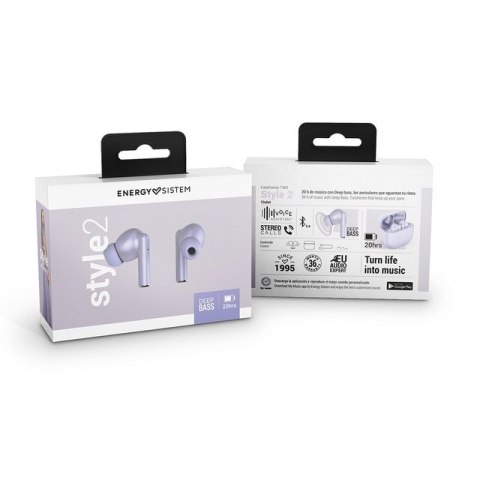 Energy Sistem | True Wireless Earphones | Style 2 | Wireless | In-ear | Microphone | Noise canceling | Wireless | Violet Energy Sistem | True Wireless Earphones | Style 2 | Wireless | In-ear | Microphone | Noise canceling | Wireless | Violet