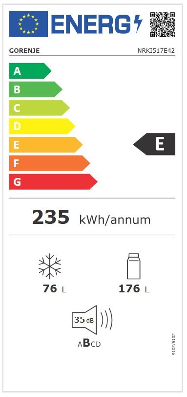 Gorenje Refrigerator | NRKI517E42 | Energy efficiency class E | Built-in | Combi | Height 177.2 cm | No Frost system | Fridge ne Gorenje Refrigerator | NRKI517E42 | Energy efficiency class E | Built-in | Combi | Height 177.2 cm | No Frost system | Fridge ne