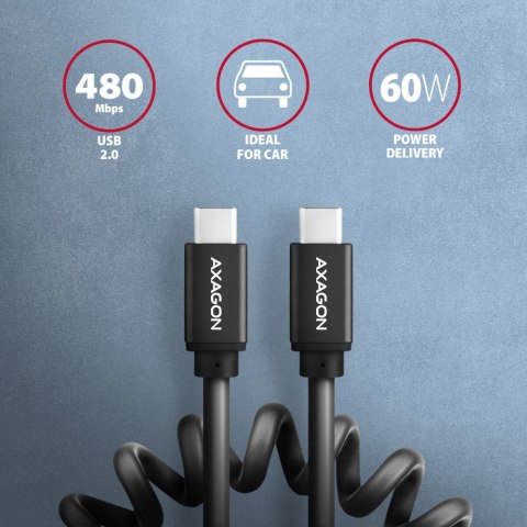 AXAGON Data and charging cable, 1.1 m | BUCM-CM20TB | USB Type C to USB Type C AXAGON Data and charging cable, 1.1 m | BUCM-CM20TB | USB Type C to USB Type C