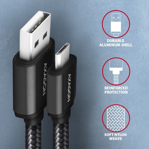 AXAGON Data and charging cable, 1 m | BUMM-AM10AB | USB Type A to USB Type Micro AXAGON Data and charging cable, 1 m | BUMM-AM10AB | USB Type A to USB Type Micro